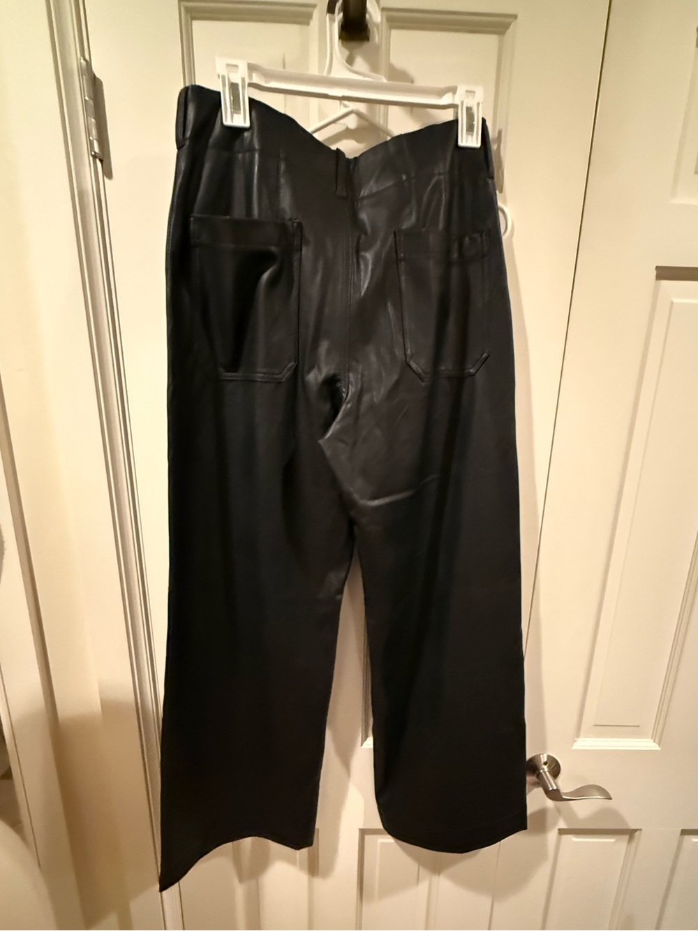 NWT Maeve Colette Full Length Black Faux Leather Wide-Leg Pants Size 30 - Picture 4 of 6